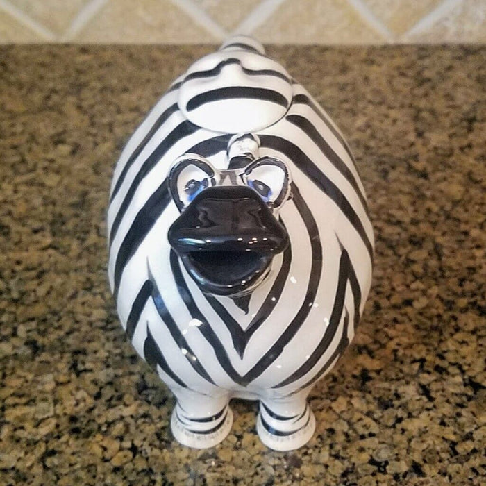 Zebra Teapot Decorative Animal Ceramic Decor Tea Pot Blue Sky Lynda Corneille