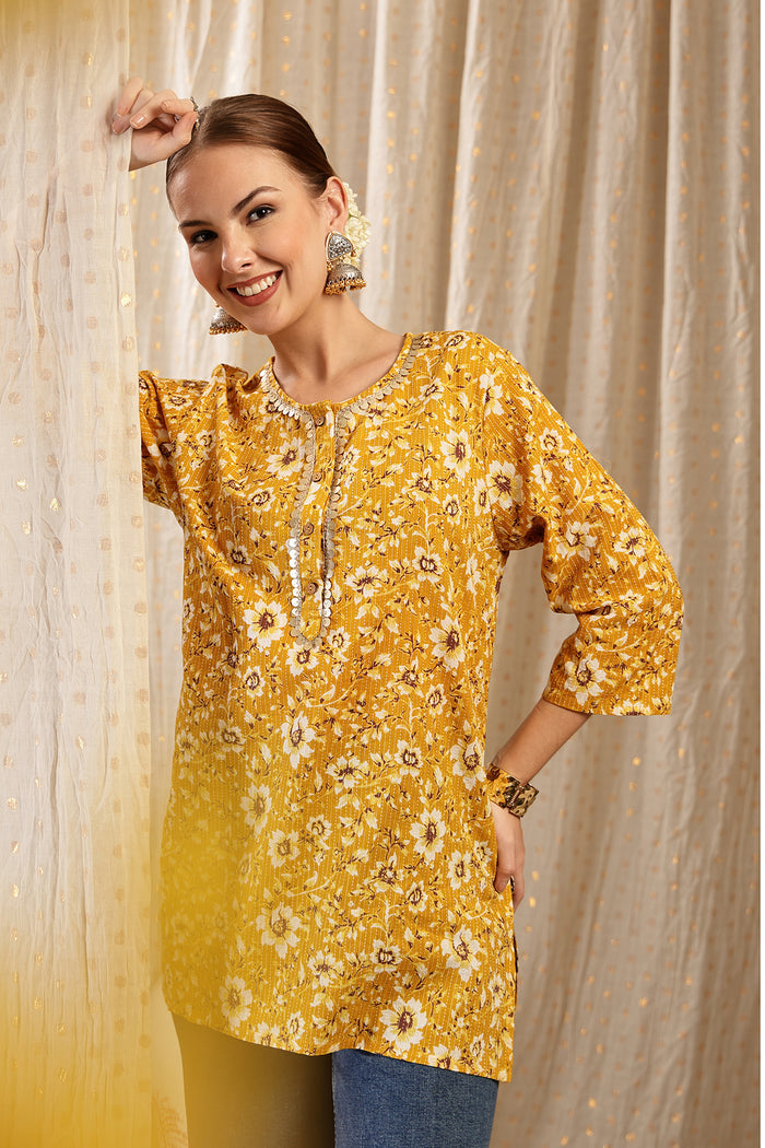 Gold Cotton Top; color offers comfort and style for daily wear.