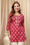 Red Booty Cotton Top with Embroidery; combines style and feeding function.