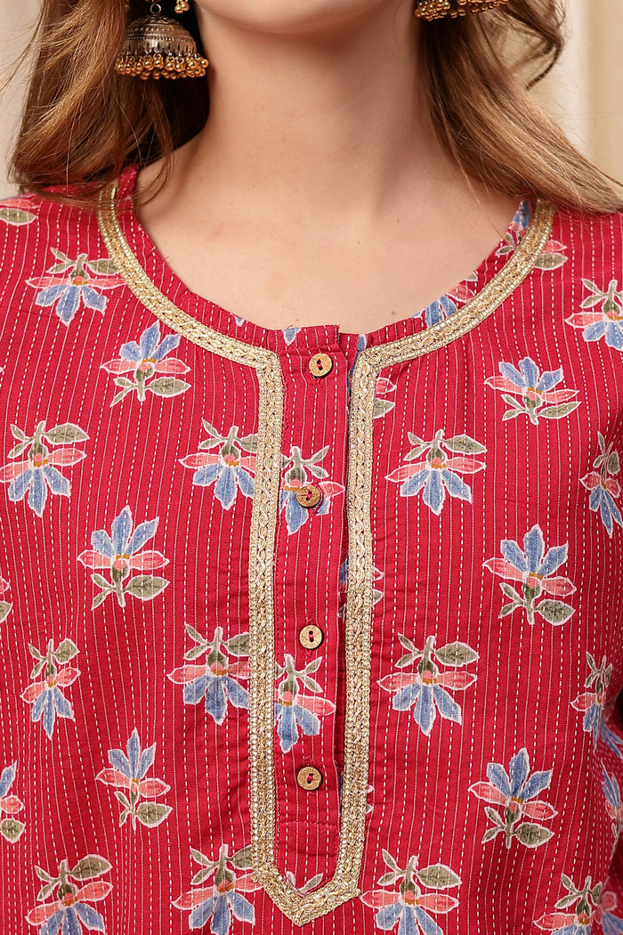 Red Booty Cotton fabric; soft, breathable material for daily comfort and wear.