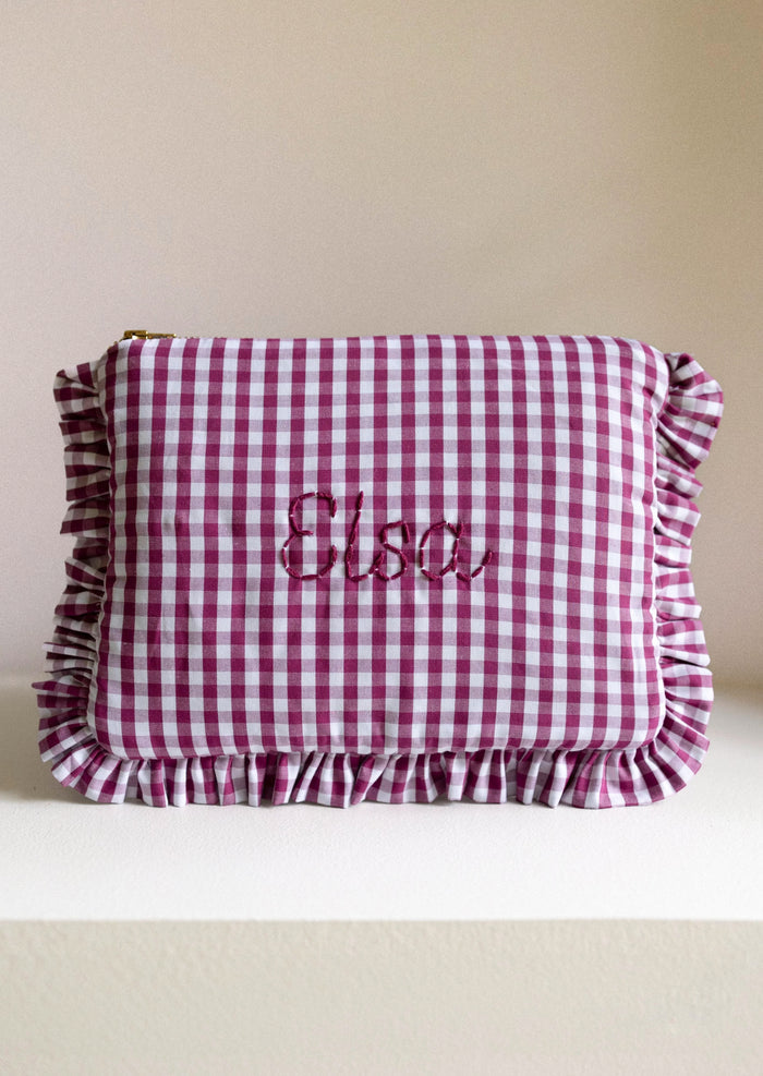 Zipped pouch - Vichy Burgundy Froufrou