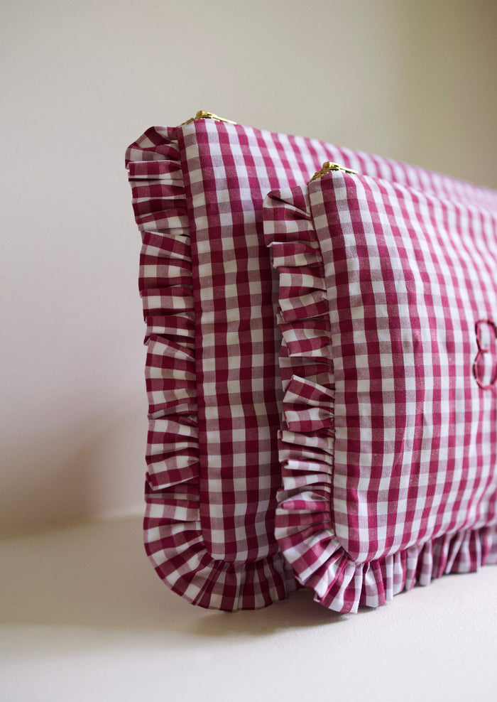 Zipped pouch - Vichy Burgundy Froufrou