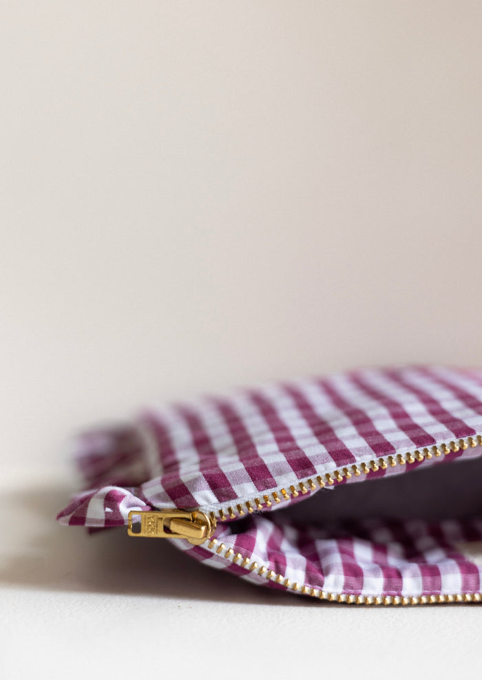 Zipped pouch - Vichy Burgundy Froufrou
