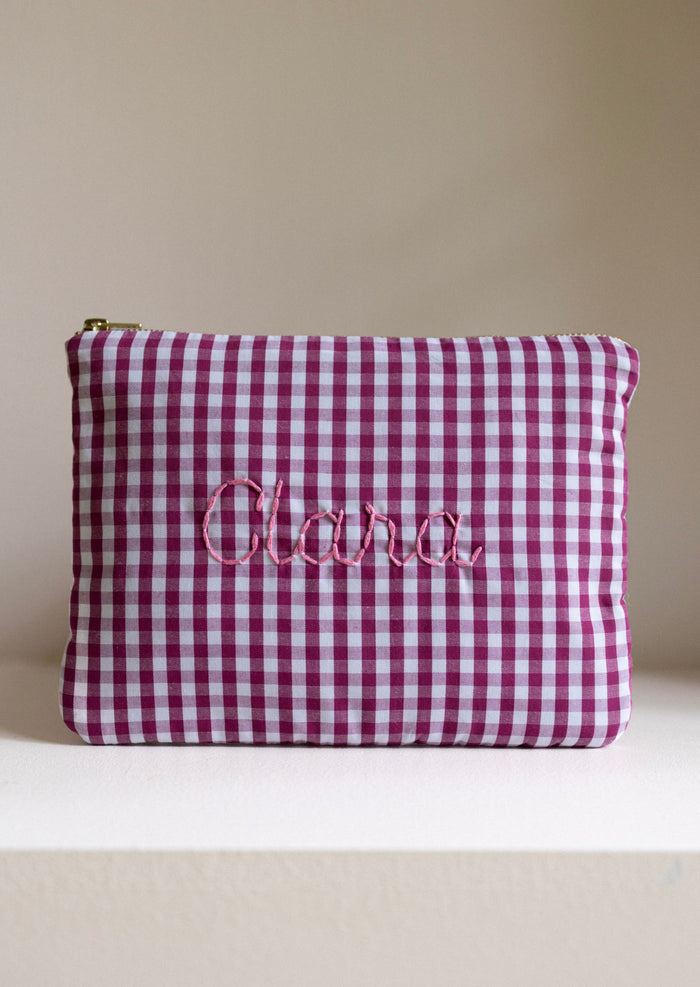 Zipped pouch - Vichy Burgundy