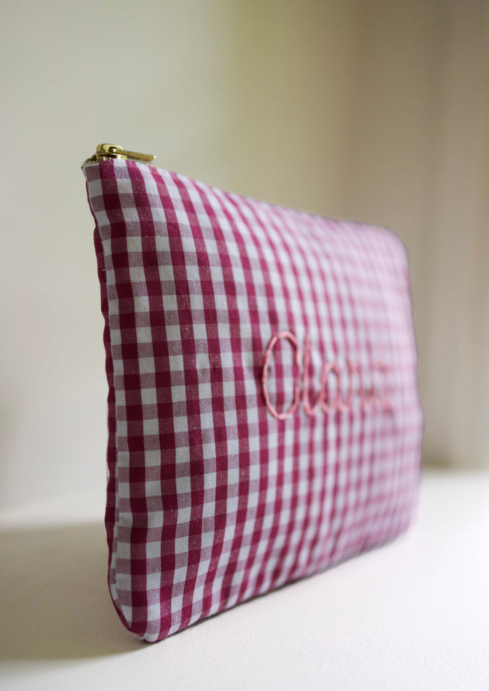 Zipped pouch - Vichy Burgundy