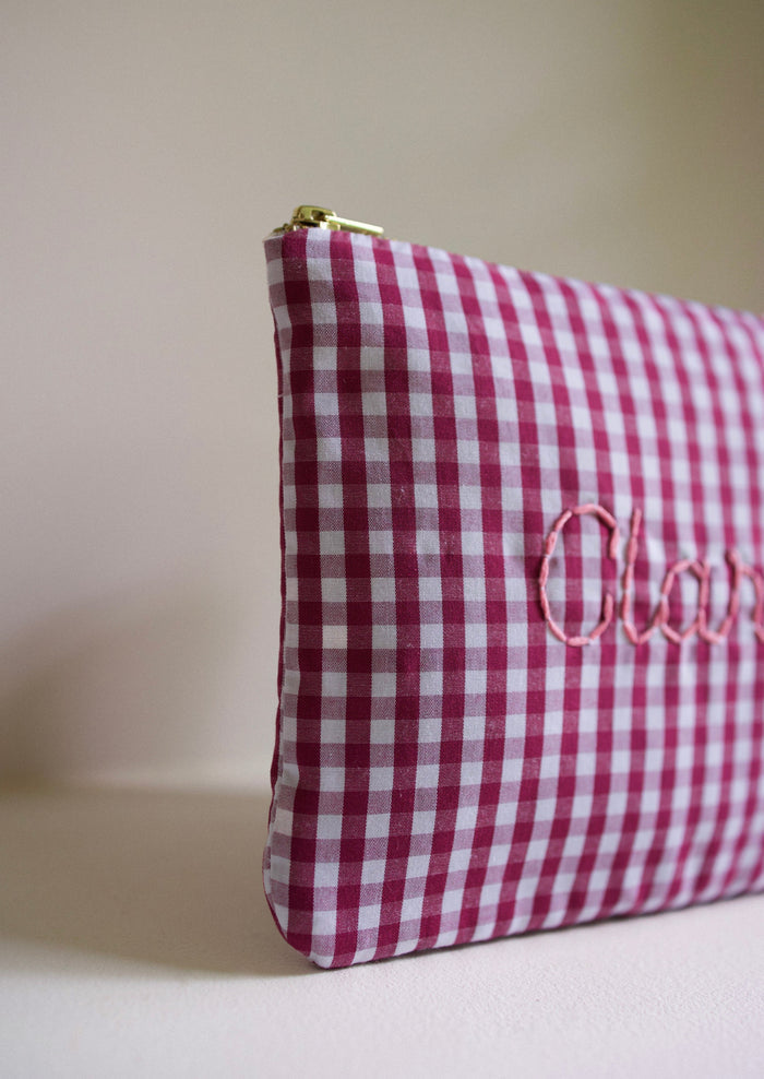 Zipped pouch - Vichy Burgundy