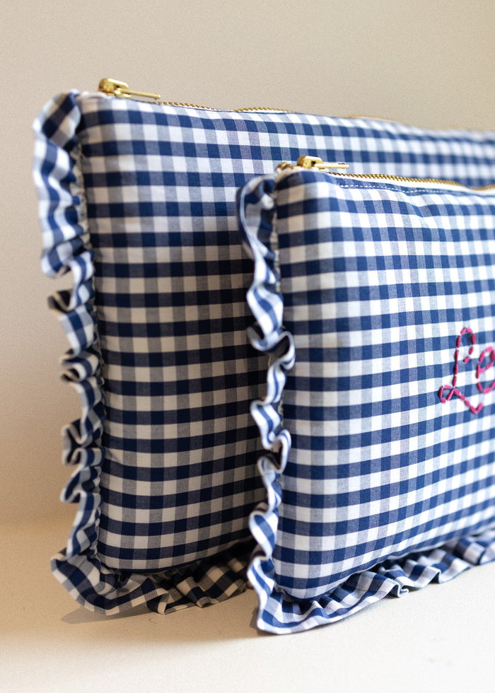Zipped pouch - Vichy Navy Blue Froufrou